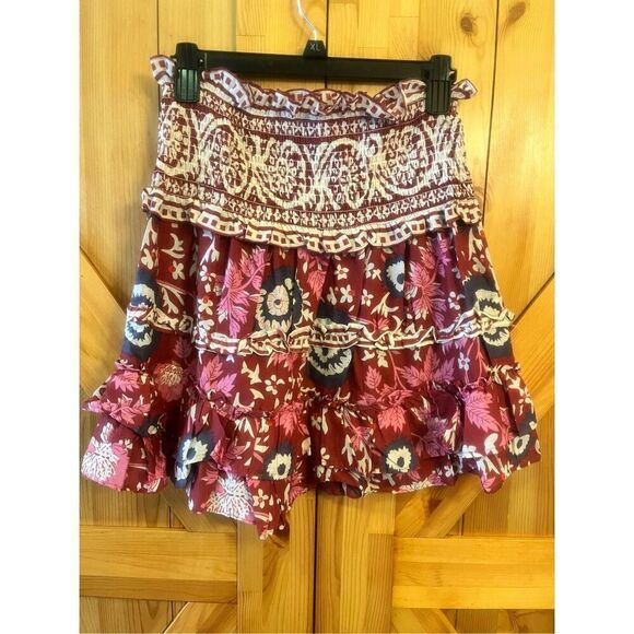 Jennifer & Grace Women’s Smocked Swing Skirt Size L in Red & Pink Nwt (3586) - Picture 1 of 5